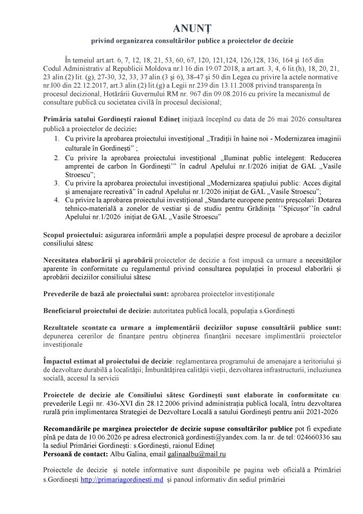 Anunț consultări proiecte 1